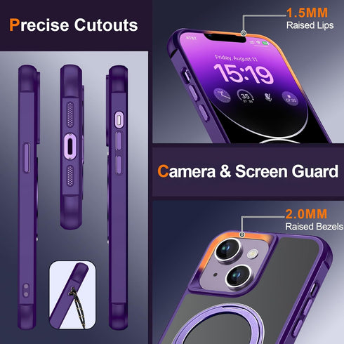 Magnetic for iPhone 13 case/iphone 14 Case ?Compatible with Magsafe? with 360°Rotatable Invisible Ring Stand?Military Grade Shockproof? Matte Back...