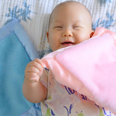 Baby Lovie, Small Security Blanket for Babies - Soft Blanket with Satin Trim - Newborn Baby Essentials & Baby Gifts – 14” x 14” - Pink...