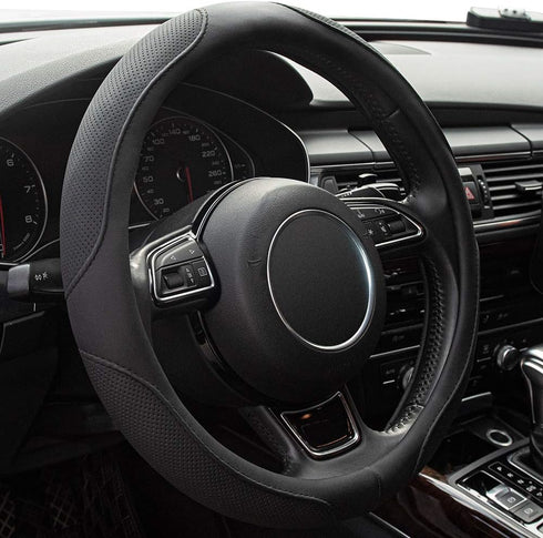 Xizopucy Car Steering Wheel Cover,14.5-15 Inch Black Universal Microfiber Leather Covers Breathable Anti-Slip Odorless Steering Wheels Accessories...
