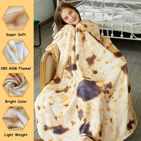 SeaRoomy Burritos Tortilla Throw Blanket, Tortilla Wrap Blanket, Novelty Tortilla Round Blanket Giant Tortilla Round Soft Blanket for Adults and K...