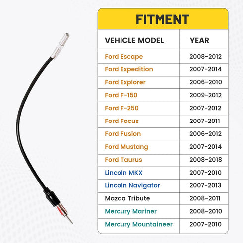 Anina Aftermarket Radio Antenna Adapter Connector Plug for Select 2006-2014 Ford F150 Explorer Mustang Fusion Lincoln Mercury...