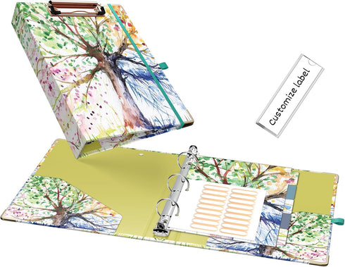 Mini 3 Ring Binder 1 Inch for 5.5" x 8.5" Paper with 5-Tab Dividers EYROZILL Cute Mini Binder for School/Office Supplies and Home, Season Tree...