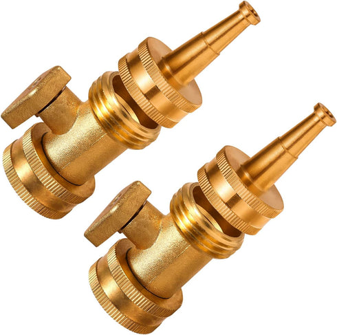 4 Pack High Pressure Brass Hose Nozzle with Hose Shutoff Valve, Garden Water Hose Sprayer Jet Nozzle Power Hose Spray Connectors and Fittings 3/4 ...
