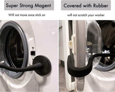 Spedtees Front Load Washer Door Prop, Magnetic Flexible Washer and Dryer Door Support Keep Washer Drying Door Open to Keep Dry (Black, Round)...