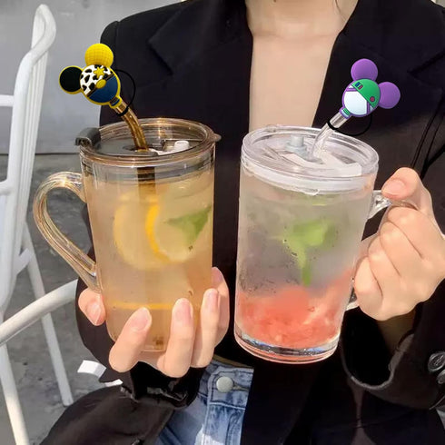 10PCS Mouse Head Silicone Straw Cover Cap Reusable Drinking Straw Topper Compatible with Stanley for 10 mm Drinking Straw Topper...