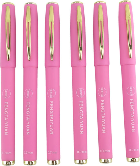 Fengtaiyuan Pin18x6, Pink Gel Ink Rollerball Pens - Comfortable Non-Slip Grip, Pink Ink, Fine Point, 0.7mm, Quick-Drying Ink, 6-Piece Box (Pin18x6...