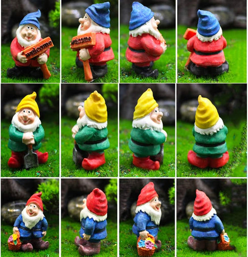 MAOMIA Miniature Gnome Figurines 6 Pcs Fairy Garden Gnome Statues Micro Landscape Decoration Plant Flower Pots Ornaments(Random 6...