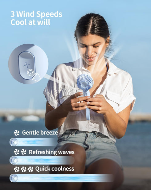 Portable Handheld Mini Fan, 3 Speeds Personal Small Fan For Makeup Eyelash, Cute Design Rechargeable Desk Fan With Non-slip Base For Travel, Bedro...