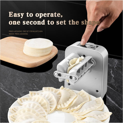 Automatic Electric Dumpling Press Maker Machine - Adjustable and Easy to Operate, With Spoon and Brush - For Home Kitchen Pastry Making (White)...