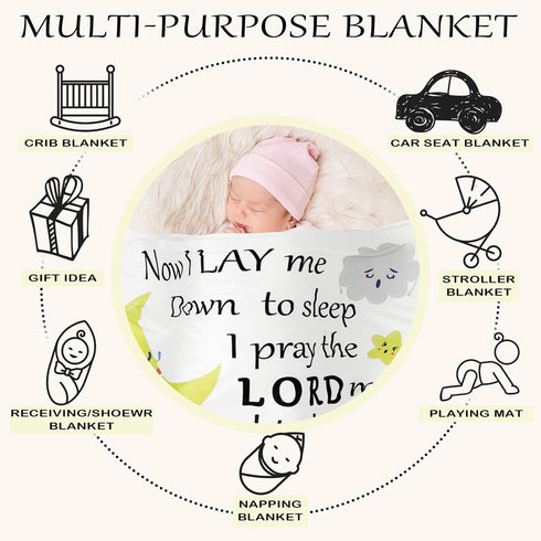 Peryiter Christian Gift for Baby Baptism Gift Plush Baby Blanket with Dotted Backing Baptism Blanket Scripture Quote Bible Verse Blanket for Newbo...