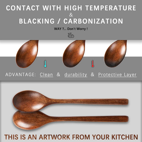 7PCS Wooden Spoons for Cooking, 9.3Inch Large Wooden Ladles for Eating Pasta Mixing Stirring Tasting Baking, Extra Long Handle Spoons for Serving,...