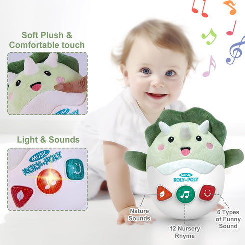 Baby Dinosaur Toys 0-3-6-12 Months, Musical Infant Toys with Light & Sounds, Soft Plush Stuffed Animal, Newborn Boys Girl 1st Birthday Shower Gift...