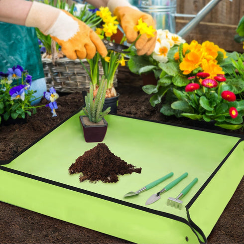 Repotting Mat for Indoor Plant Transplanting and Mess Control 29"x 29" Thickened Waterproof Potting Tray Foldable Succulent Potting Mat Portable G...