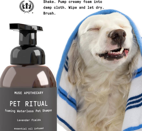 Muse Apothecary Pet Ritual Foaming Waterless Shampoo for Dogs, Waterless Dog Shampoo Foam, No Rinse Dog Shampoo, Waterless Dog Shampoo for Large D...