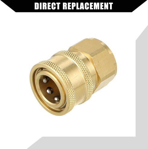 Pressure Washer Coupler/Outer Washer Gun Adapter Universal for Car/Durable Brass 1/2" 19mm ID / 1 Pcs Copper Tone...