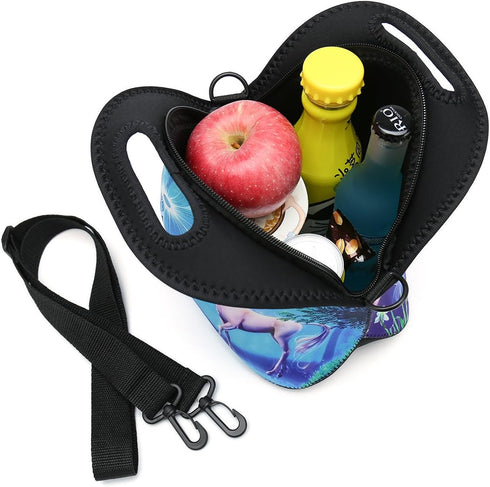 Insulated Neoprene Lunch Bag Removable Shoulder Strap Reusable Thermal Thick Lunch Tote Bags For Women,Teens,Girls,Kids,Baby,Adults-Lunch Boxes Fo...