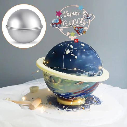 2Pcs Aluminum Hemisphere Pan, 8 Inch Sphere Half Ball Cake Pan, Nonstick 3D Round Shape Cake Molds for Baking, Football Cake Pan for Birthday Wedd...