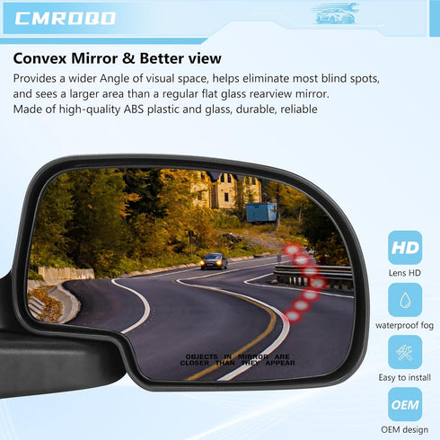 Passenger Side Heated Mirror Glass Compatible with 2003-2006 Cadillac Escalade, Chevrolet Avalanche, Silverado, Suburban, Tahoe, GMC Sierra, Yukon...