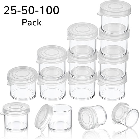 Small Paint Cup with Lids, Plastic Mini Paint Containers DIY Craft Storage Containers Craft Paint Cup for Paint Beads Seeds Clay or Others (25 Pie...
