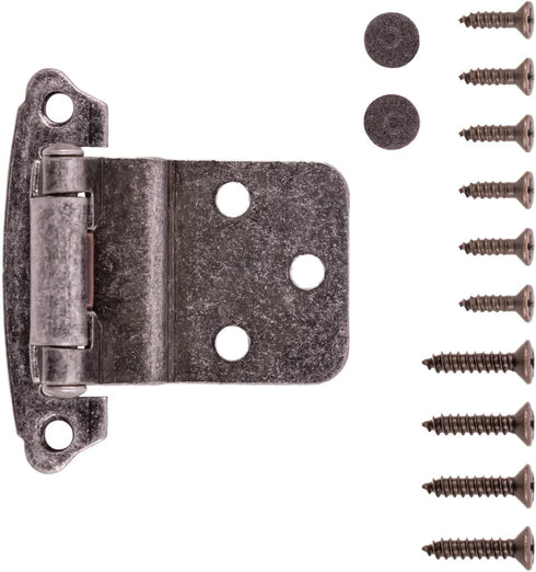 Hickory Hardware P243-VP Variable Overlay 3/8 Inch Inset - Easy Installation - Traditional Cabinet with 170° Opening Self-Closing Surface Mount Fa...