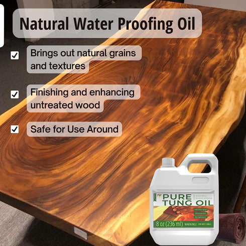Godora 2pcs 8OZ Waterproof Tung Oil for Wood Finishing with Towel, 100% Natural Pure Tung Oil with Good Penetration for Indoor and Outdoor, for Ba...