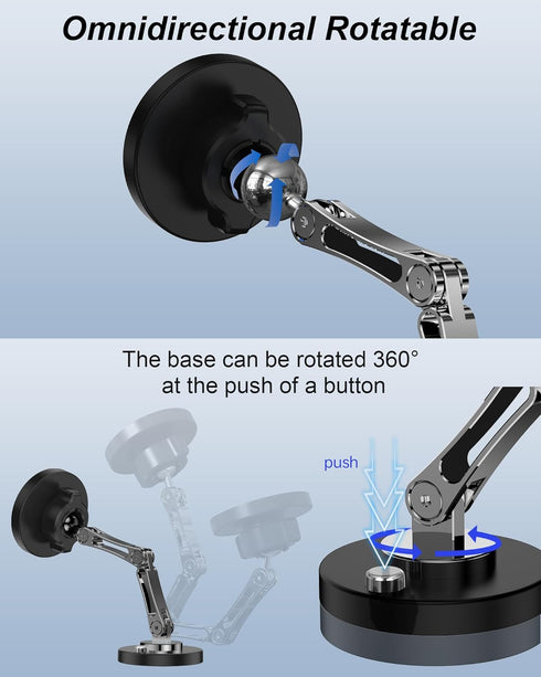 Car Phone Holder Mount, 15W Wireless Charger for car Magnetic Phone Holder Mount with Adjustable Arm, 360° Rotation Universal Dashboard car Mount ...