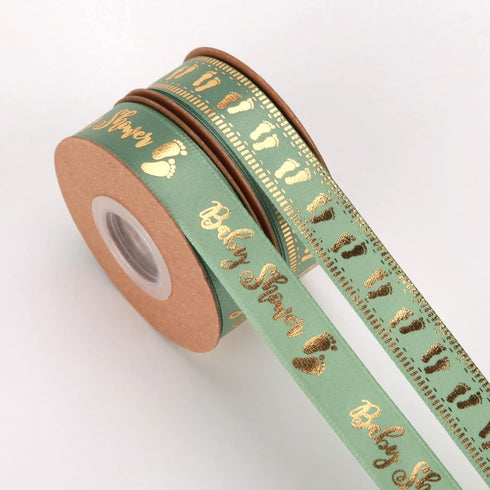 20 Yards Baby Ribbon Foot Print Sage Green Ribbons for Crafts Cake Baby Shower Birthday,Gift Wrapping, Party Decoration (sage Green)...