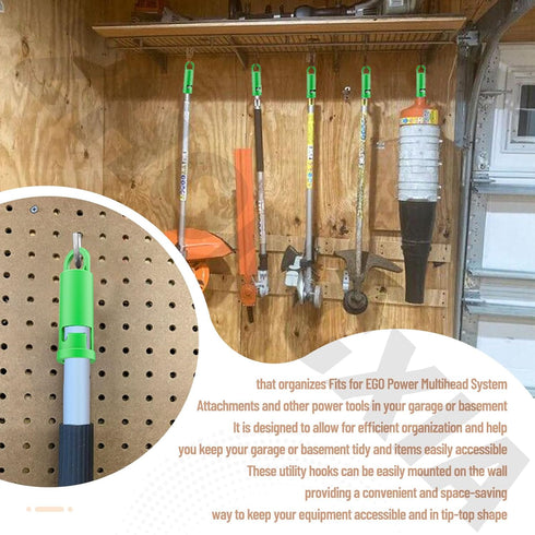4 Pack Heavy Duty Garage Storage Hooks for EGO Power Multihead System Attachments/Wall Mount/Ego Tool Wall Mount/Tool Storage to Organize Tools/Po...