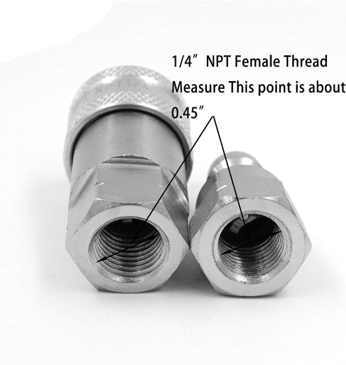 1/4" NPT Thread ISO A Hydraulic Quick Connect Coupling Coupler with Dust Caps...