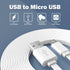 2 Pack 10FT Flat Power Extension Cable for WyzeCam YI Camera NestCam Blink Cam Netvue Kasa Cam Cloud Camera Arlo Q Furbo Dog, USB to Micro USB Dur...