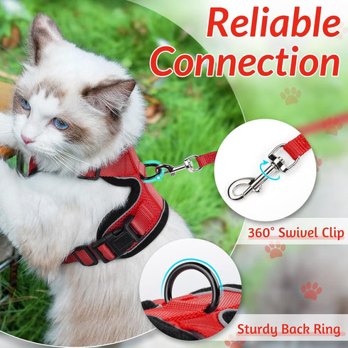 rabbitgoo Cat Harness and Leash for Walking, Escape Proof Soft Adjustable Vest Harnesses for Cats, Easy Control Breathable Reflective Strips Jacke...