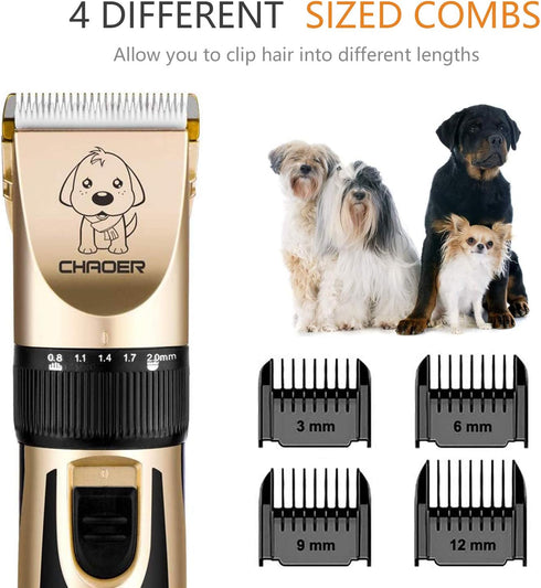 Dog Grooming kit Low Noise Rechargeable Dog Clippers for Grooming Cordless Dog Grooming for Dogs, Cats Gold...
