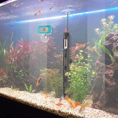 Aquarium Heater 300 Watt Submersible Fish Tank Heater Adjustable Temperature with Diving Thermometer and Protective Case Suction Cup...