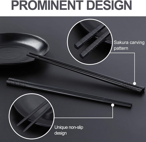 Chopsticks10 Pairs Reusable Fiberglass Chopsticks Non-Slip Chopsticks Beginners Chopsticks Dishwasher Safe for Chinese style Japanese Food Cooking...