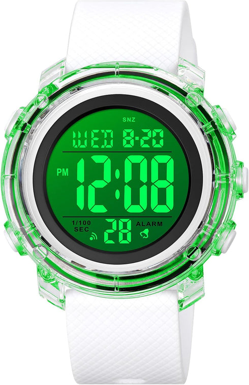 Watches for Men Multifunctional Waterproof Watch LED Digital Watch Transparent Case Silicone Strap Sports Watch...
