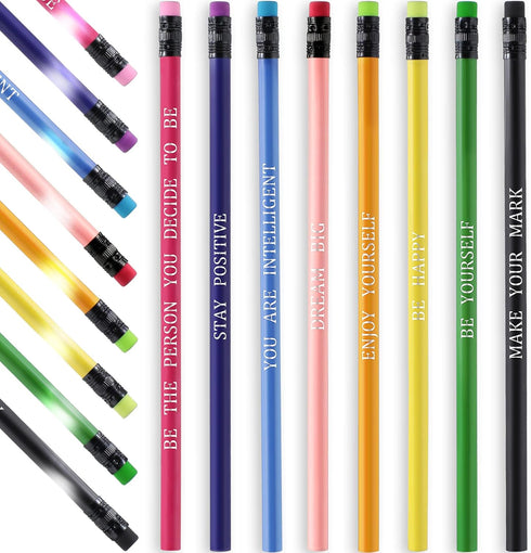 60 Pcs Inspirational Pencils Personalized Pencils with Name Cute Pencils Motivational Pencils for Student Color Changing Mood Pencils for Kids Sch...