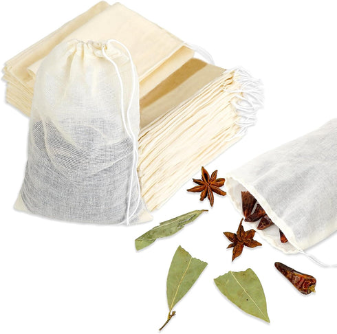 Spice Bags for Cooking, 12PCS Muslin Drawstring Soap Bags Large Reusable Empty Tea Bags for Loose Tea Sachet Bags Cheese Cloth Bags for Straining ...