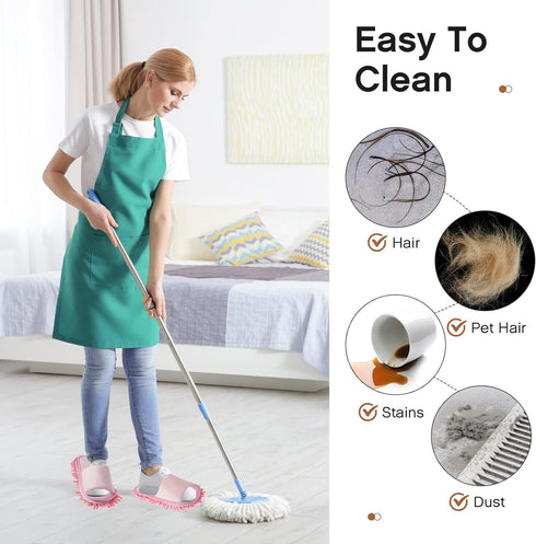 2 Pairs Microfiber Cleaning Mop Slippers for Floor Cleaning House Mop Shoes Men and Women Washable Unisex Dusting Slippers Dirt Cleaning Tool Supp...