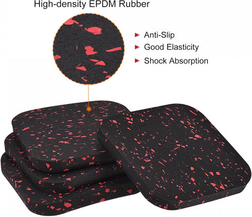 uxcell Treadmill Mat-3.9"x3.9" Exercise Equipment Mat for Floor Protection Sound Reduction, Black Red 4Pcs...