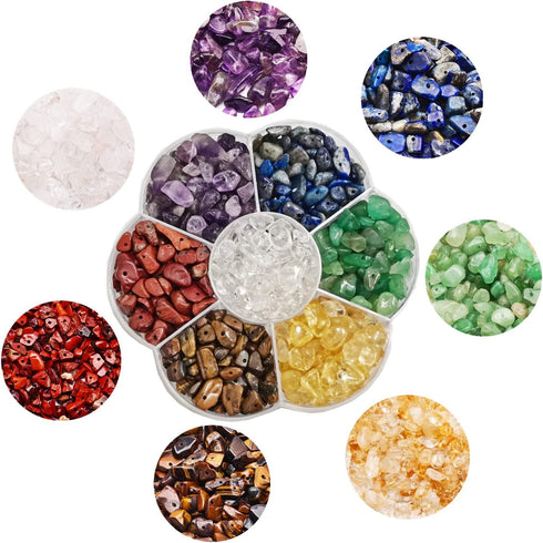7 Chakra Natural Chip Stone,About 628 Pcs Irregular Gemstones Healing Crystal Loose Rocks Bead Hole Drilled DIY for Bracelet Jewelry Making Crafti...