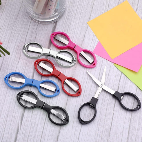 Folding Scissors Small Foldable Scissors Mini Travel Stainless Steel Portable Scissors Bulk Glasses Shaped Anti Rust Sewing Cutter Shear for Nurse...