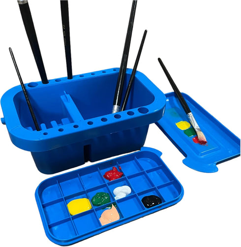 AmazeHub2013 All-in-One Paint Brush Cleaner Palette - Ideal for Acrylic Watercolor Water-Based Paints with Lid Palette Multi-Function Organizer (B...