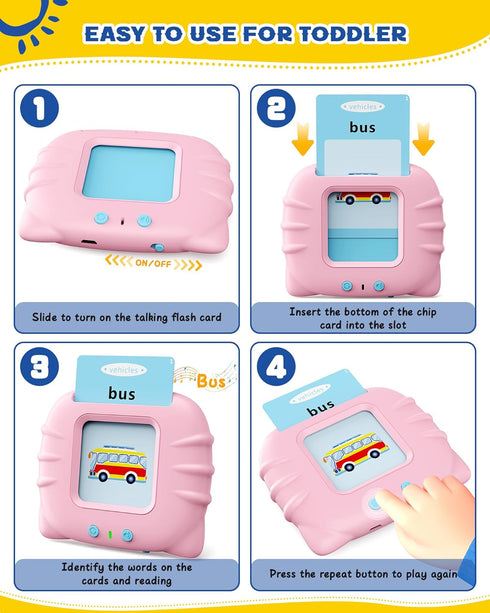 bravokids Talking Flash Cards Toddler Toys, Preschool Educational Sensory Toys with 112 Double Sided Cards for 1 2 3 4 5 6 Year Old Boys and Girls...
