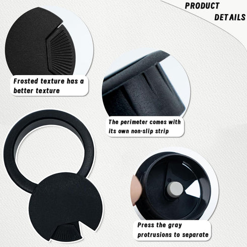 8 pcs 2 Inch 50 mm Plastic Desk Cord Cable Hole Wire Organizer Black Desk Grommet Adjustable Cord Cover (Black)...