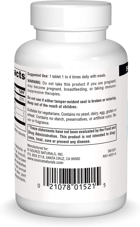 Source Naturals DIM, Diindolylmethane 100mg with BioPerine, Vitamin E & More - 60 Tablets...