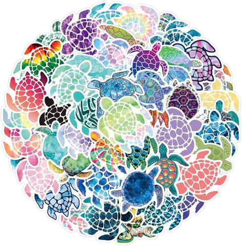 Cute Cartoon Sea Turtle Stickers 50 Pcs Trendy Style Stickers Laptop Stickers Pack Cool Sticker for Pad MacBook Car Snowboard Bicycle Luggage Wate...