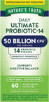 Nature's Truth Probiotic 50 Billion CFU | 200mg Prebiotics | 60 Capsules | Vegetarian, Non GMO & Gluten Free Supplement for Men and Women | Suppor...