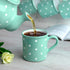 City to Cottage Handmade Teal Blue and White Polka Dot Ceramic Extra Large 17.5oz/500ml | Hot Chocolate, Coffee, Tea Mug, Cup with Handle Unique D...