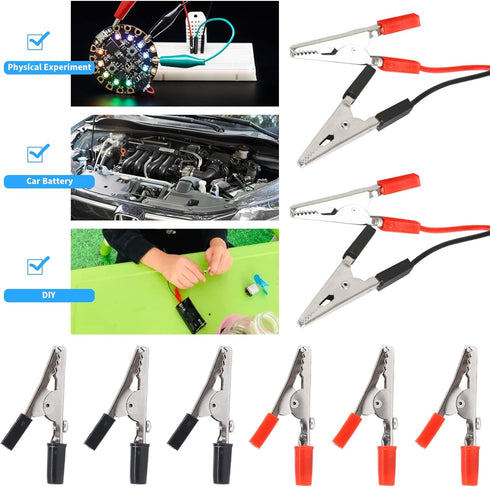Glarks 60Pcs 53MM Insulated Alligator Clip Clamp Assortment Kit, Red Black Electrical Test Clamps with Plastic Hands for Electrical Testing...