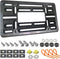 Front License Plate Mounting Kit- Carbon Fiber License Plate Frame and Universal Bracket for 2 Hole Front Bumper, Black Aluminum Car Tag Holder Ad...
